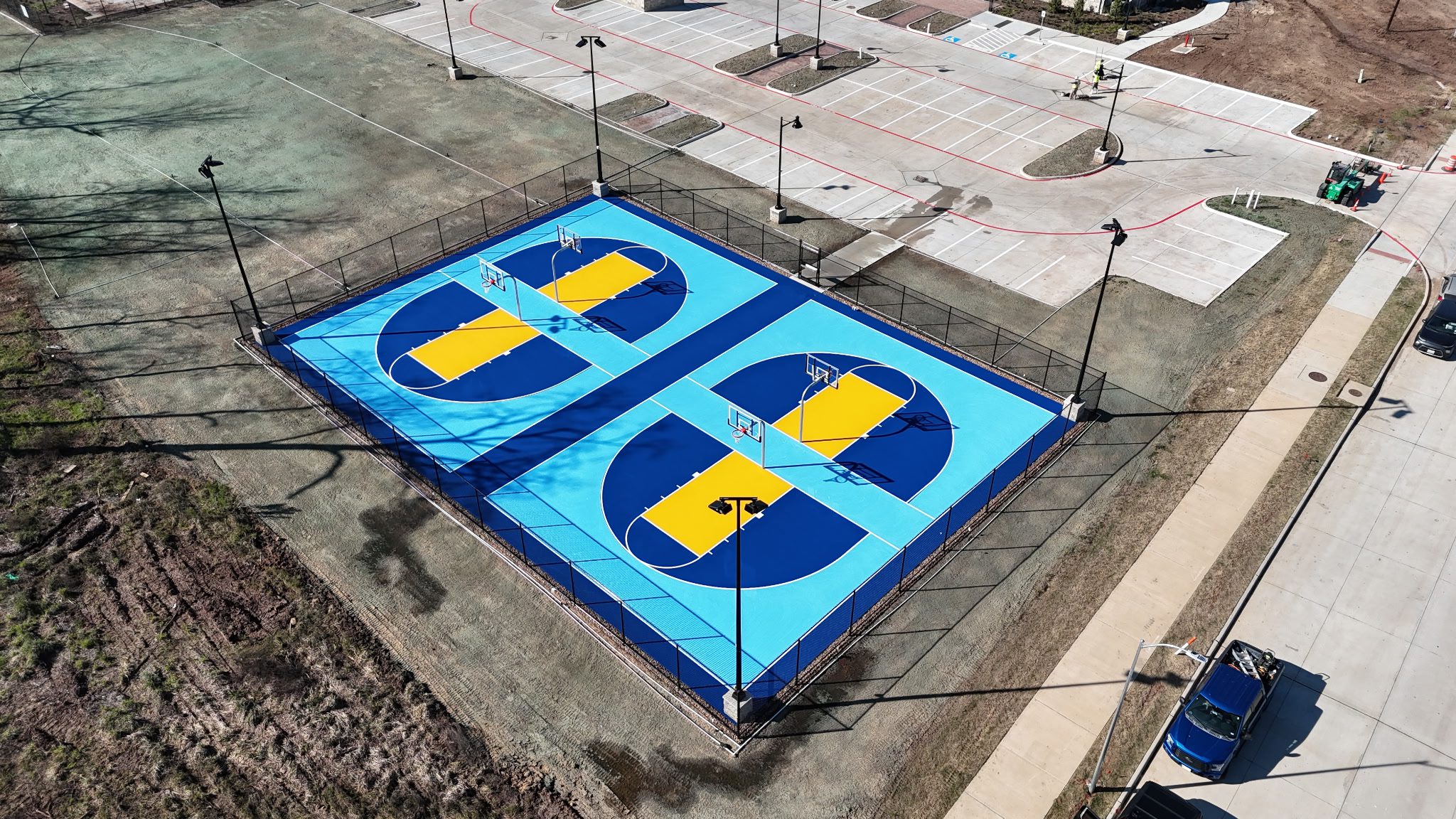 Outdoor basketball court installation and construction